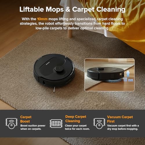 roborock Qrevo Series Robot Vacuum and Mop  8000Pa Suction  Upgraded from Qrevo S  Anti Tangle Brushes  Smart Obstacle Avoidance  Auto Mop Washing  All in One Dock  200RPM Spinning Mops  Black QV 35A 