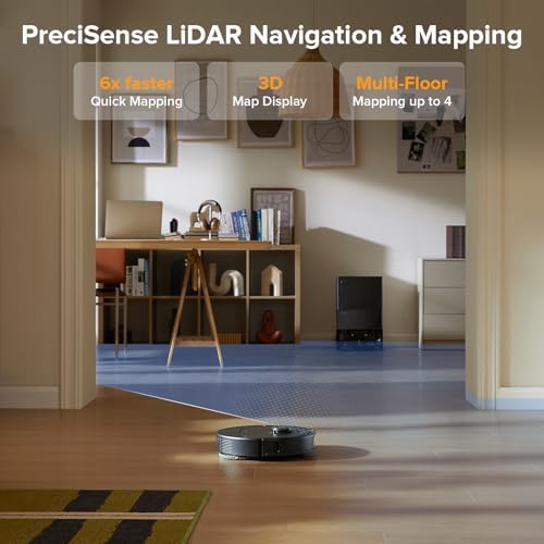 roborock Qrevo Series Robot Vacuum and Mop  8000Pa Suction  Upgraded from Qrevo S  Anti Tangle Brushes  Smart Obstacle Avoidance  Auto Mop Washing  All in One Dock  200RPM Spinning Mops  Black QV 35A 