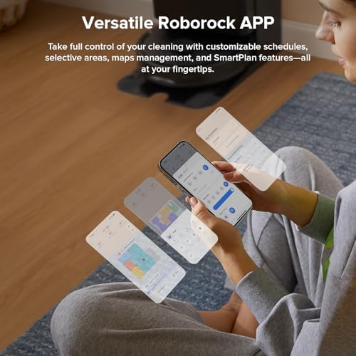 roborock Qrevo Series Robot Vacuum and Mop  8000Pa Suction  Upgraded from Qrevo S  Anti Tangle Brushes  Smart Obstacle Avoidance  Auto Mop Washing  All in One Dock  200RPM Spinning Mops  Black QV 35A 