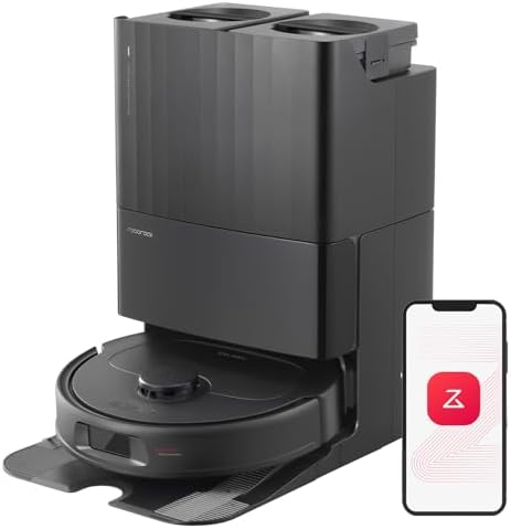 roborock Qrevo Series Robot Vacuum and Mop  8000Pa Suction  Upgraded from Qrevo S  Anti Tangle Brushes  Smart Obstacle Avoidance  Auto Mop Washing  All in One Dock  200RPM Spinning Mops  Black QV 35A 