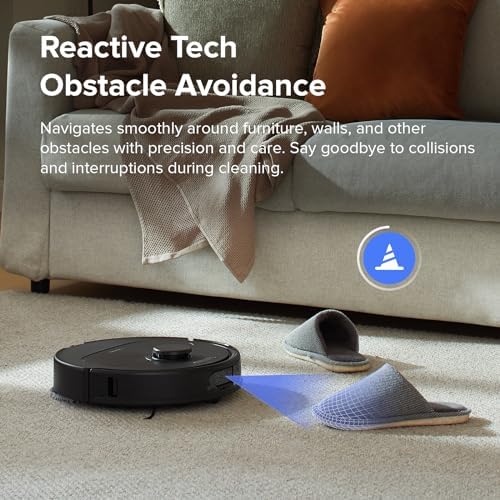 roborock Qrevo Series Robot Vacuum and Mop  8000Pa Suction  Upgraded from Qrevo S  Anti Tangle Brushes  Smart Obstacle Avoidance  Auto Mop Washing  All in One Dock  200RPM Spinning Mops  Black QV 35A 