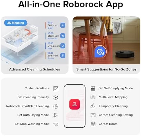 roborock Qrevo Series Robot Vacuum and Mop  8000Pa Suction  Upgraded from Qrevo S  Anti Tangle Brushes  Smart Obstacle Avoidance  Auto Mop Washing  All in One Dock  200RPM Spinning Mops  Black QV 35A 