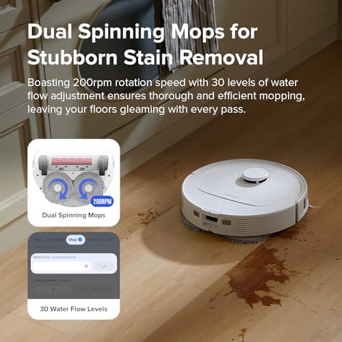 roborock Qrevo Series Robot Vacuum and Mop  8000Pa Suction  Upgraded from Qrevo S  Anti Tangle Brushes  Smart Obstacle Avoidance  Auto Mop Washing  All in One Dock  200RPM Spinning Mops  Black QV 35A 