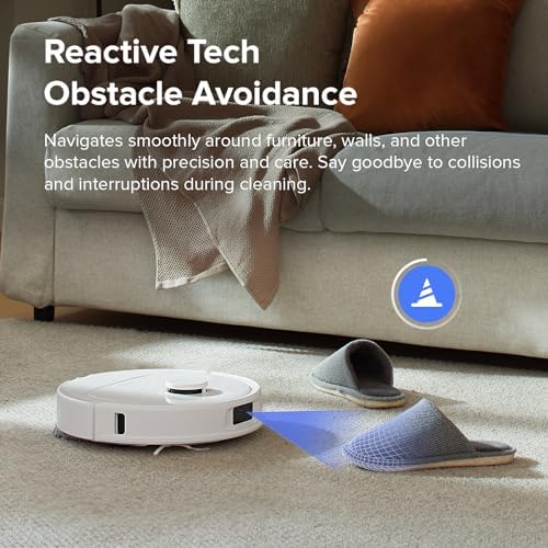 roborock Qrevo Series Robot Vacuum and Mop  8000Pa Suction  Upgraded from Qrevo S  Anti Tangle Brush  Smart Obstacle Avoidance  Auto Mop Washing  All in One Dock  200RPM Spinning Mops  White QV 35A 