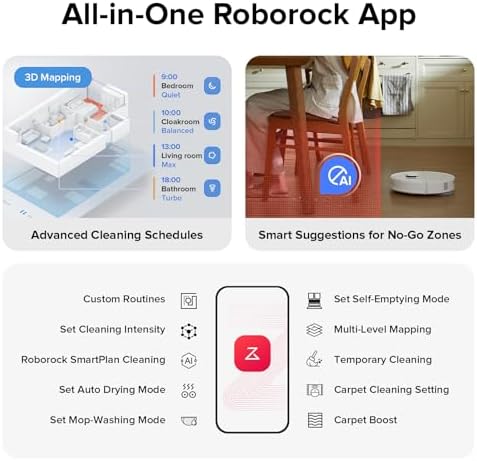roborock Qrevo Series Robot Vacuum and Mop  8000Pa Suction  Upgraded from Qrevo S  Anti Tangle Brush  Smart Obstacle Avoidance  Auto Mop Washing  All in One Dock  200RPM Spinning Mops  White QV 35A 