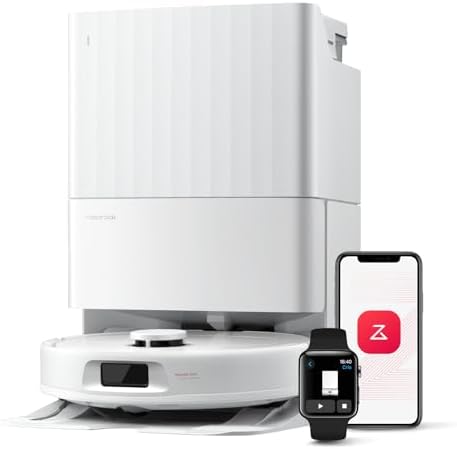 roborock Qrevo Series Robot Vacuum and Mop  8000Pa Suction  Upgraded from Qrevo S  Anti Tangle Brush  Smart Obstacle Avoidance  Auto Mop Washing  All in One Dock  200RPM Spinning Mops  White QV 35A 