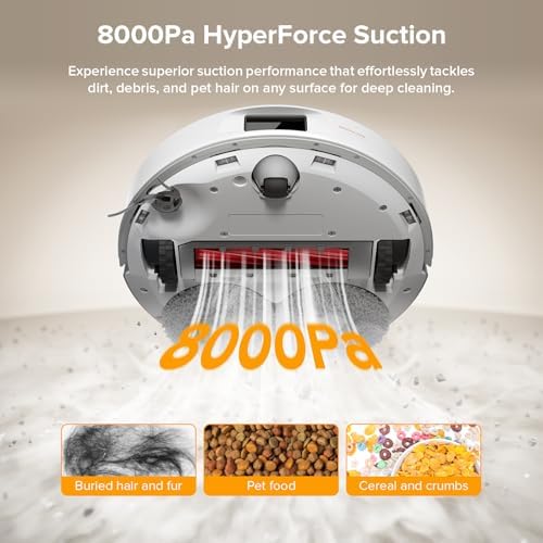 roborock Qrevo Series Robot Vacuum and Mop  8000Pa Suction  Upgraded from Qrevo S  Anti Tangle Brush  Smart Obstacle Avoidance  Auto Mop Washing  All in One Dock  200RPM Spinning Mops  White QV 35A 