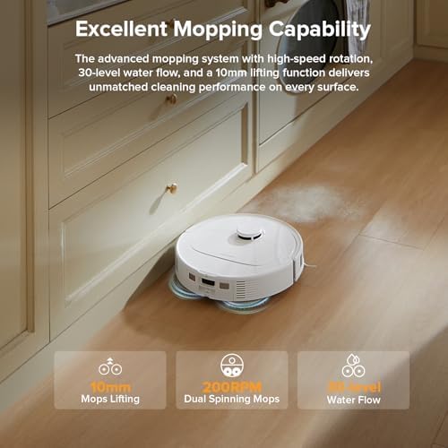 roborock Qrevo Series Robot Vacuum and Mop  8000Pa Suction  Upgraded from Qrevo S  Anti Tangle Brush  Smart Obstacle Avoidance  Auto Mop Washing  All in One Dock  200RPM Spinning Mops  White QV 35A 