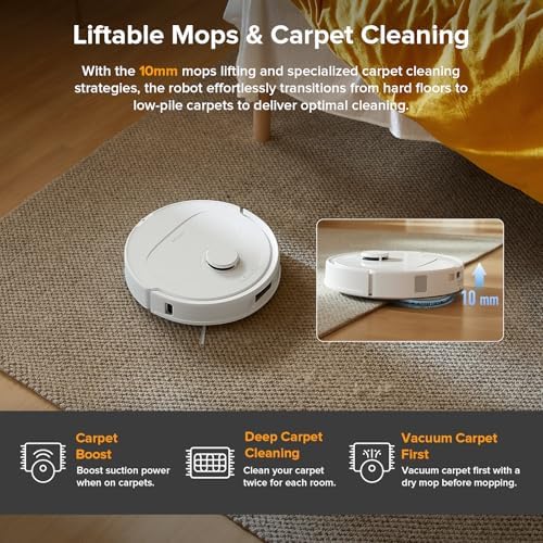 roborock Qrevo Series Robot Vacuum and Mop  8000Pa Suction  Upgraded from Qrevo S  Anti Tangle Brush  Smart Obstacle Avoidance  Auto Mop Washing  All in One Dock  200RPM Spinning Mops  White QV 35A 