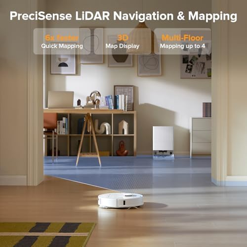 roborock Qrevo Series Robot Vacuum and Mop  8000Pa Suction  Upgraded from Qrevo S  Anti Tangle Brush  Smart Obstacle Avoidance  Auto Mop Washing  All in One Dock  200RPM Spinning Mops  White QV 35A 