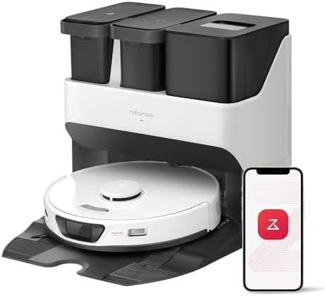 roborock S7 Max Ultra Robot Vacuum and Mop Combo  Auto Mop Drying and Washing  Self Emptying and Refilling  5500Pa Suction  Reactive Tech Obstacle Avoidance  White  RockDock Ultra Series 