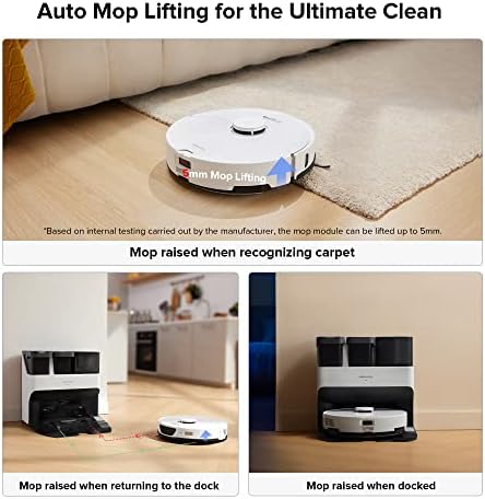 roborock S7 Max Ultra Robot Vacuum and Mop Combo  Auto Mop Drying and Washing  Self Emptying and Refilling  5500Pa Suction  Reactive Tech Obstacle Avoidance  White  RockDock Ultra Series 