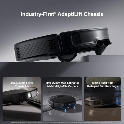 roborock Saros 10R Robot Vacuum and Mop  22 000 Pa Suction  Zero Tangling  3 14   Ultra Slim  FlexiArm Riser Technology for Carpet & Floor  Corner & Edge Cleaning  Self Emptying  Hot Air Drying  Black