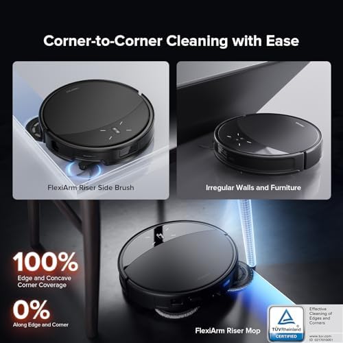 roborock Saros 10R Robot Vacuum and Mop  22 000 Pa Suction  Zero Tangling  3 14   Ultra Slim  FlexiArm Riser Technology for Carpet & Floor  Corner & Edge Cleaning  Self Emptying  Hot Air Drying  Black