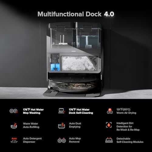 roborock Saros 10R Robot Vacuum and Mop  22 000 Pa Suction  Zero Tangling  3 14   Ultra Slim  FlexiArm Riser Technology for Carpet & Floor  Corner & Edge Cleaning  Self Emptying  Hot Air Drying  Black