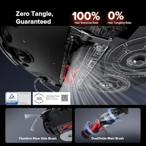 roborock Saros 10R Robot aspirador y trapeador, succión de 22,000 Pa, sin enredos, ultra delgado de 3.14 pulgadas, tecnología FlexiArm Riser para alfombras y pisos, limpieza de esquinas y bordes