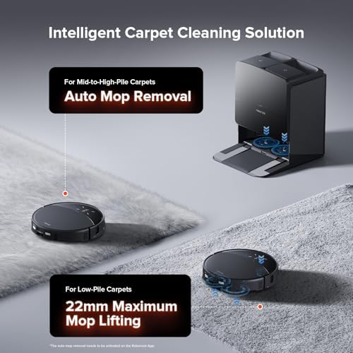 roborock Saros 10R Robot aspirador y trapeador, succión de 22,000 Pa, sin enredos, ultra delgado de 3.14 pulgadas, tecnología FlexiArm Riser para alfombras y pisos, limpieza de esquinas y bordes