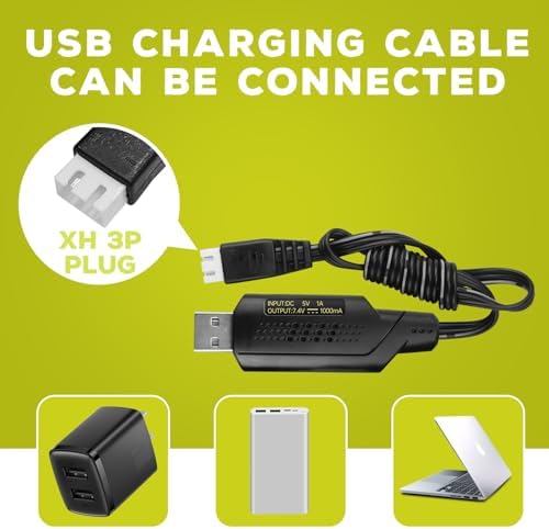 sea jump 2S Lipo Battery 7 4V 3000mAh 35C with XT60 Plug and USB Charging Cable Suitable for RC Car Truck Boat  RC Quadcopter Aircraft  FPV Drone Battery