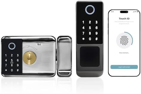 smart latch double gate lock  electronic gate latch for outdoor fence  waterproof keyless smart rim lock  electric double sided keypad locks  Fingerprint  Passcode  Key  IC Card  Tuya App