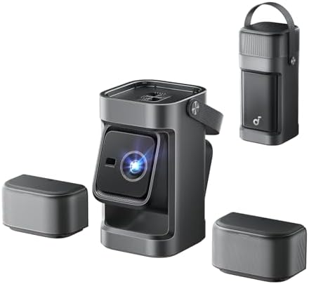 soundcore Nebula P1 Portable GTV Projector with Detachable Speakers  650 ANSI Lumens  1080P  20W Truly 2 0 Surround Sound  Dolby Audio  Built In Gimbal  Auto Adjustment  180 Big Screen  Carry Handle
