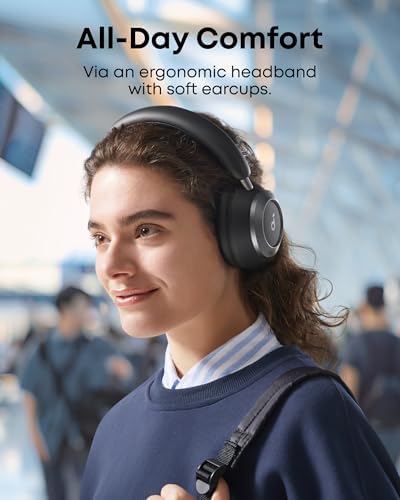 soundcore Space One Pro by Anker  Foldable Over Ear Headphones for Travel and Work  Adaptive ANC  Hi Res LDAC  Comfortable Fit  60H Playtime  5 Min Charge for 8 Hrs  Multipoint Connection  6 Mic Calls