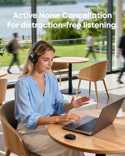 soundcore Space One Pro by Anker  Foldable Over Ear Headphones for Travel and Work  Adaptive ANC  Hi Res LDAC  Comfortable Fit  60H Playtime  5 Min Charge for 8 Hrs  Multipoint Connection  6 Mic Calls