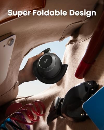 soundcore Space One Pro by Anker  Foldable Over Ear Headphones for Travel and Work  Adaptive ANC  Hi Res LDAC  Comfortable Fit  60H Playtime  5 Min Charge for 8 Hrs  Multipoint Connection  6 Mic Calls