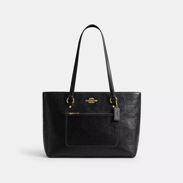 station tote bag in signature leather