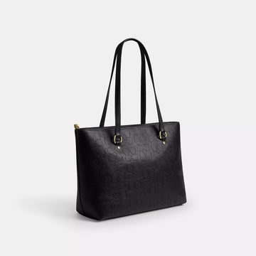 station tote bag in signature leather