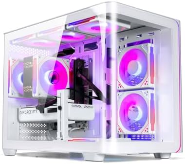 suevery Prebuilt Gaming PC Core 14th gen I9 14900HX 24Cores 32Threads Up to 5 8G  RTX 5060TI 8G  DDR5 16G RAM  Nvme 1TB SSD Tower Desktop Computer White WiFi
