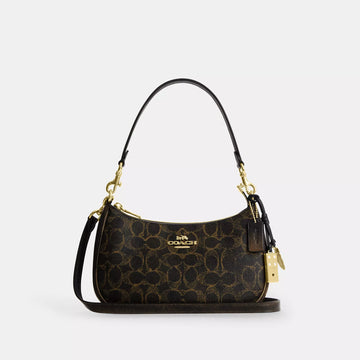 teri shoulder bag in loved signature canvas with charms