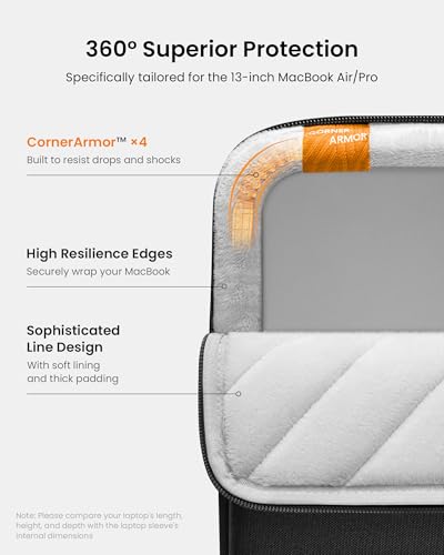 tomtoc Juego de fundas protectoras 360 para MacBook Air M3/A3113 2024, M2/A2681 M1/A2337, 13 MacBook Pro M2/A2686 M1/A2338, resistente al agua, a prueba de golpes, con bolsa para accesorios