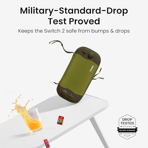 tomtoc Slim Carrying Case for Nintendo Switch 2 Model 2025  Odorless Felt Protective Hard Shell with 12 Game Card Slots  Portable Travel Storage Case with Original Patent and Military Grade Protection