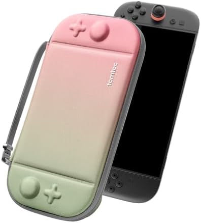 tomtoc Slim Carrying Case for Nintendo Switch 2 Model 2025  Odorless Felt Protective Hard Shell with 12 Game Card Slots  Portable Travel Storage Case with Original Patent and Military Grade Protection