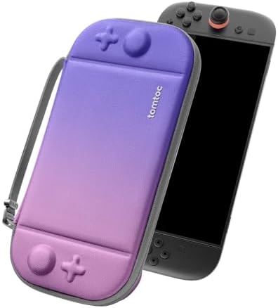 tomtoc Slim Carrying Case for Nintendo Switch 2 Model 2025  Odorless Felt Protective Hard Shell with 12 Game Card Slots  Portable Travel Storage Case with Original Patent and Military Grade Protection