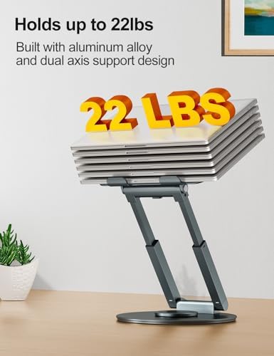tounee Telescopic Laptop Stand for Desk with 360  Swivel Base  Sit to Stand  Height Adjustable  Portable Riser Holder for Good Posture  Compatible with MacBook Pro  All Laptops 10 17 Gray
