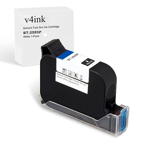 v4ink Bentsai Original Solvent Based Fast Dry Ink Cartridge BT 2585P White Ink 0 5 Inch Nozzle Compatible with Bentsai Handheld Inkjet Printer BT HH6105B2 BT HH6105B3 B10