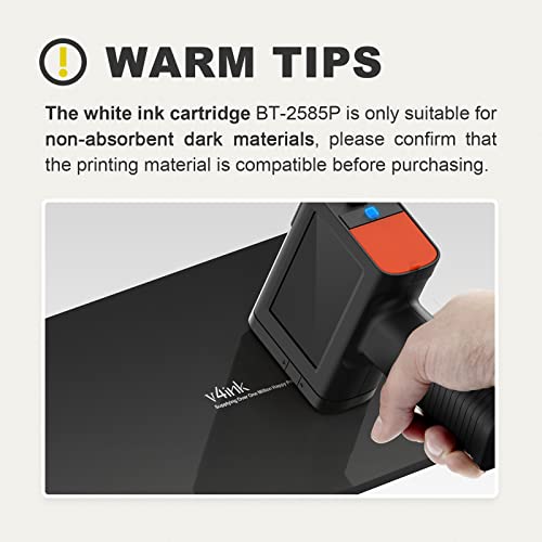 v4ink Bentsai Original Solvent Based Fast Dry Ink Cartridge BT 2585P White Ink 0 5 Inch Nozzle Compatible with Bentsai Handheld Inkjet Printer BT HH6105B2 BT HH6105B3 B10
