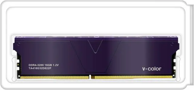 v color Enhanced series 16GB 16GBx1  3200MHz PC4 25600  CL22 Gaming Desktop Ram Memory Hynix IC Dual Rank 1 35V High End Indigo Heatsink TA416G32D822P 