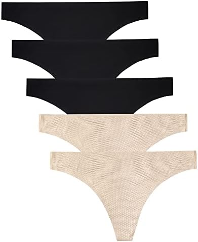 TALLA S - voenxe - Tangas para mujer, sin costuras, invisibles, sin líneas, transpirables, cómodas, ropa interior para mujer, paquete de 5 unidades