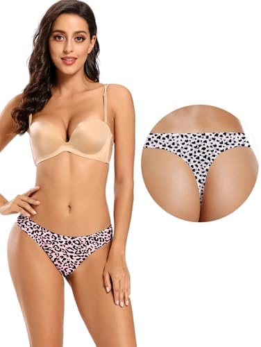 TALLA S - voenxe - Tangas para mujer, sin costuras, invisibles, sin líneas, transpirables, cómodas, ropa interior para mujer, paquete de 5 unidades