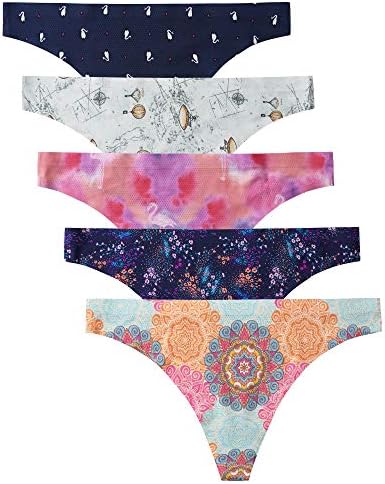 TALLA S - voenxe - Tangas para mujer, sin costuras, invisibles, sin líneas, transpirables, cómodas, ropa interior para mujer, paquete de 5 unidades