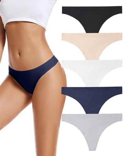 TALLA S - voenxe - Tangas para mujer, sin costuras, invisibles, sin líneas, transpirables, cómodas, ropa interior para mujer, paquete de 5 unidades