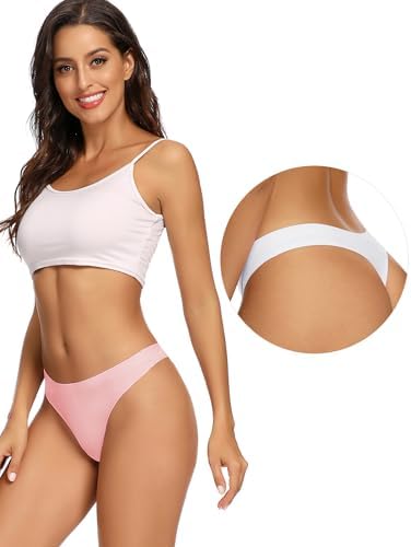 TALLA S - voenxe - Tangas para mujer, sin costuras, invisibles, sin líneas, transpirables, cómodas, ropa interior para mujer, paquete de 5 unidades