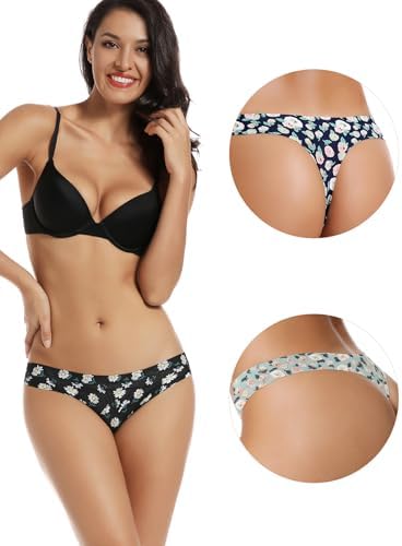 TALLA S - voenxe - Tangas para mujer, sin costuras, invisibles, sin líneas, transpirables, cómodas, ropa interior para mujer, paquete de 5 unidades