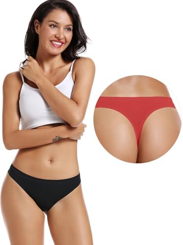 TALLA S - voenxe - Tangas para mujer, sin costuras, invisibles, sin líneas, transpirables, cómodas, ropa interior para mujer, paquete de 5 unidades
