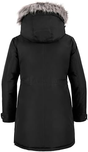 wantdo Womens Winter Coats Warm Puffer Jacket Long Thicken Parka with Faux Fur Hood