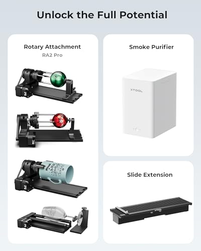 xTool F1 2 in 1 Dual Laser Engraver with Slide Extension  Rotary Extension and Smoke Purifier  Lightning Speed Portable Fiber Laser Engraver for Metal Wood