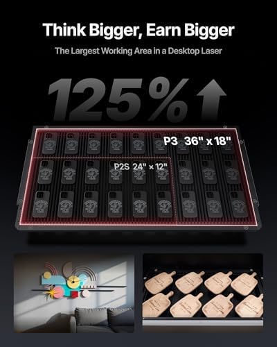 xTool P3 80W CO2 Laser Cutter Versatile Bundle  with Mobile Work Stand  Conveyor Feeder  RA3 Rotary Attachment  1200mm/s High Speed  Dual HD Camera CO2 Laser Engraver with ACS Auto Focus System